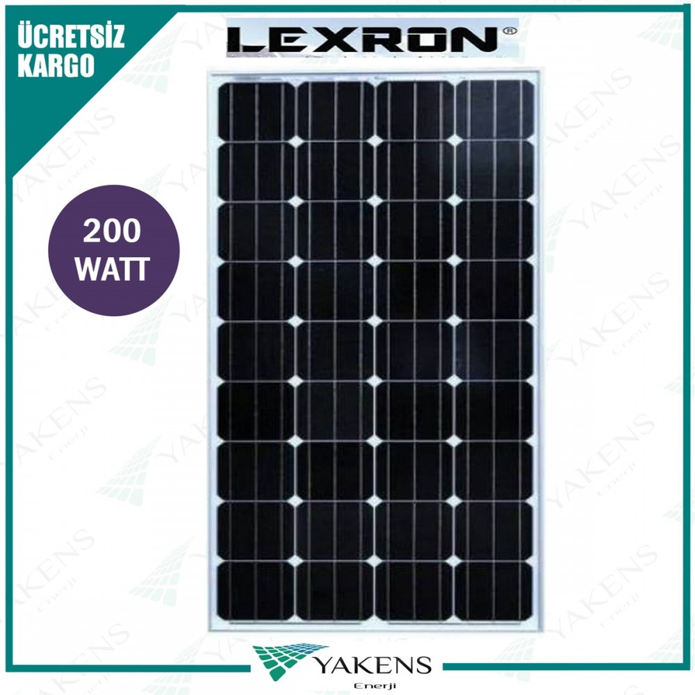 Lexron 200 Watt 12V Monokristal Güneş Paneli